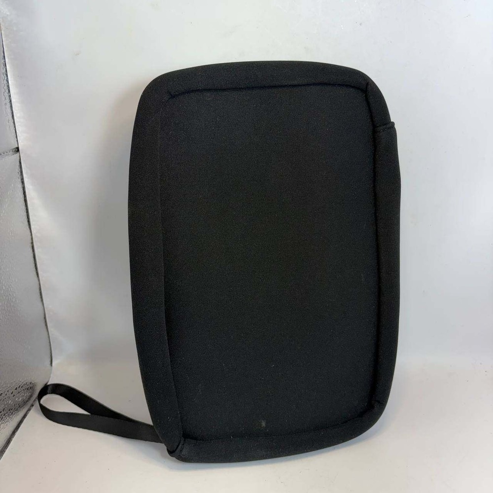 Black Neoprene Padded Tablet Sleeve Zippered Travel Tech Pouch with Wrist Strap